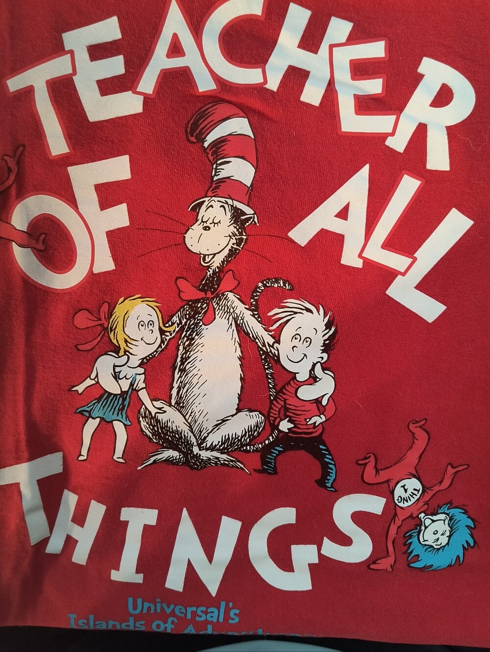 Dr. Seuss Cat in the Hat "Teacher of All Things" Red Tee Unisex XXL
